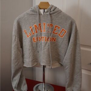 Forever 21 Limited Edition Heather Gray Cropped Hoodie